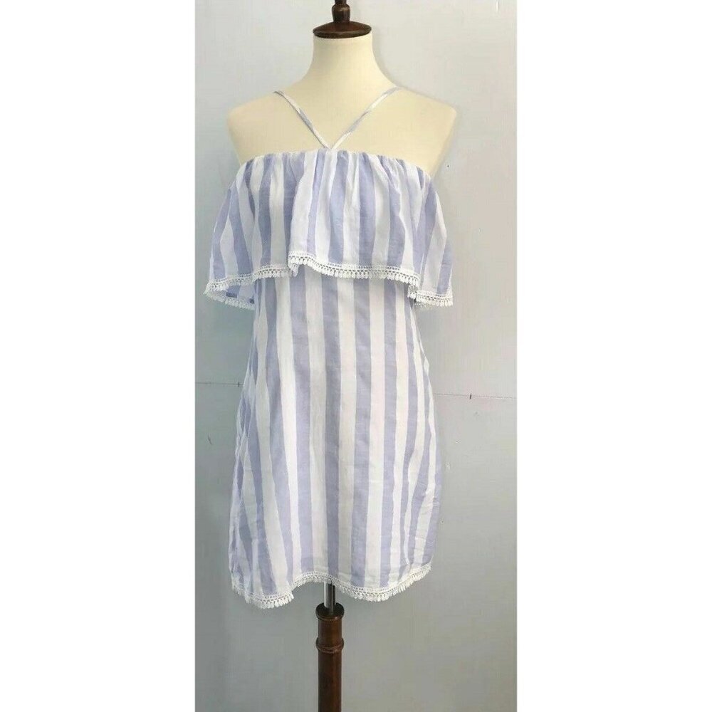 Nasty Gal English Factory Women's Striped Off Shoulder Straps Mini Dress Size S